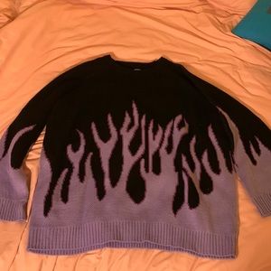 knitted purple flame sweater